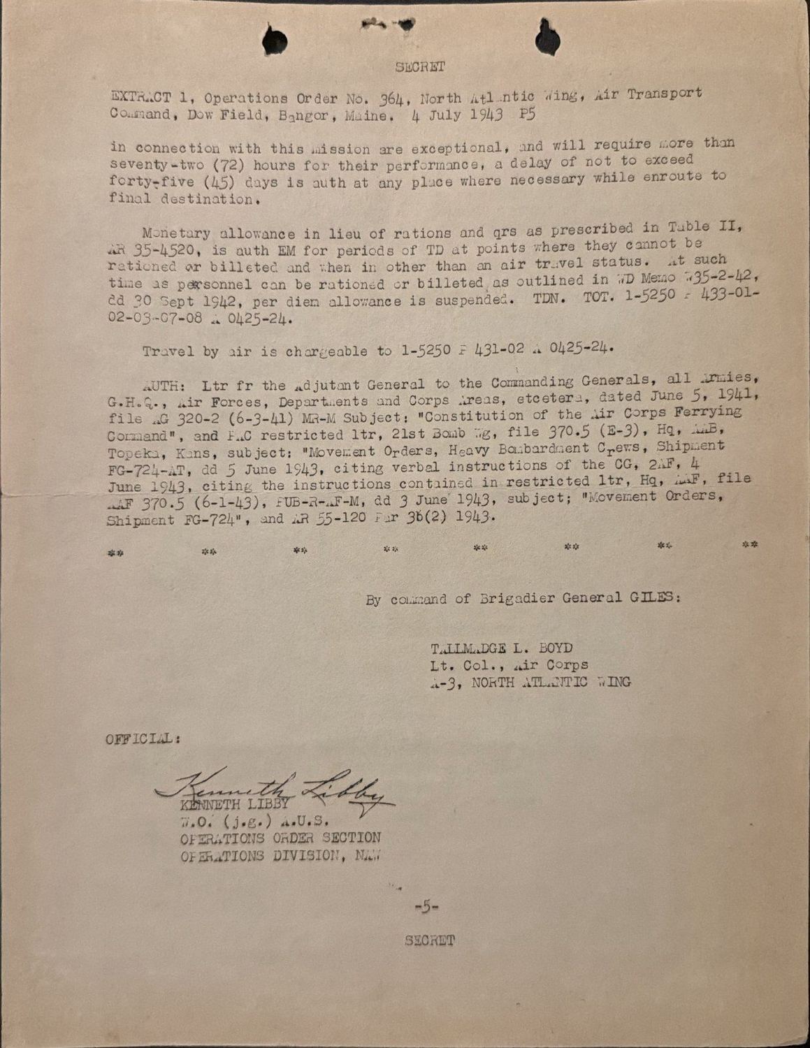 Page 5 of Fourth of July orders, Smoky Hill, scanned