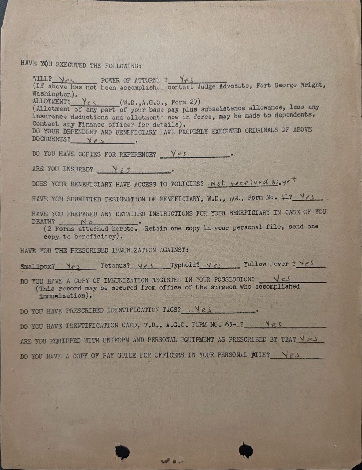 Page 2 of Officer personnel record, scanned