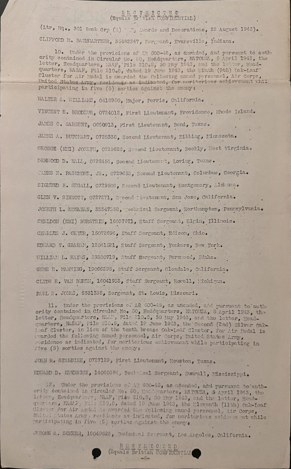 Page 8 of 301st Bombardment Group — 22 August 1943, scanned