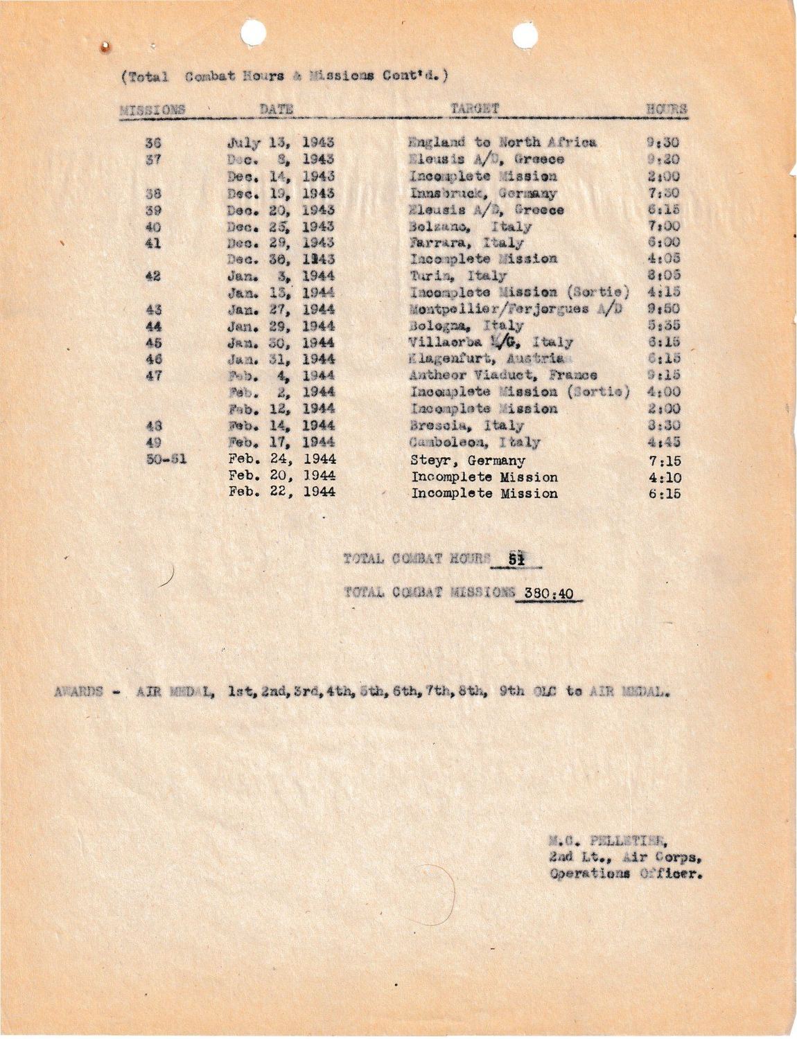Page 4 of Placement file — 24 February 1944, scanned