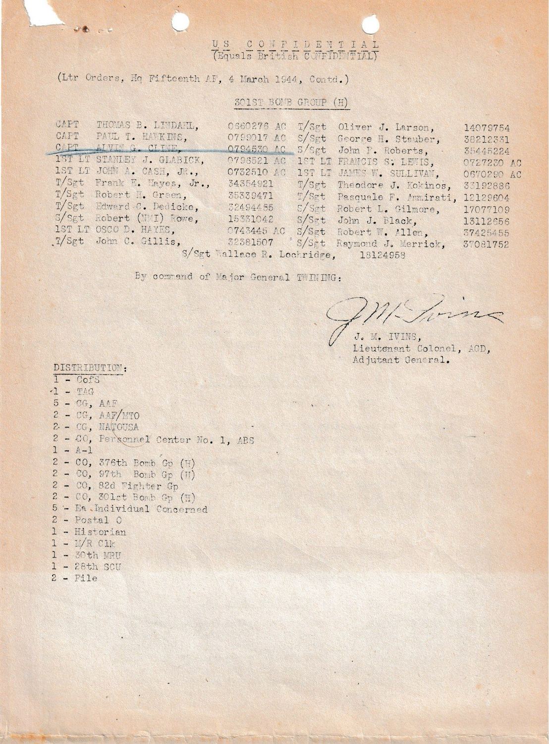 Page 8 of Placement file — 24 February 1944, scanned