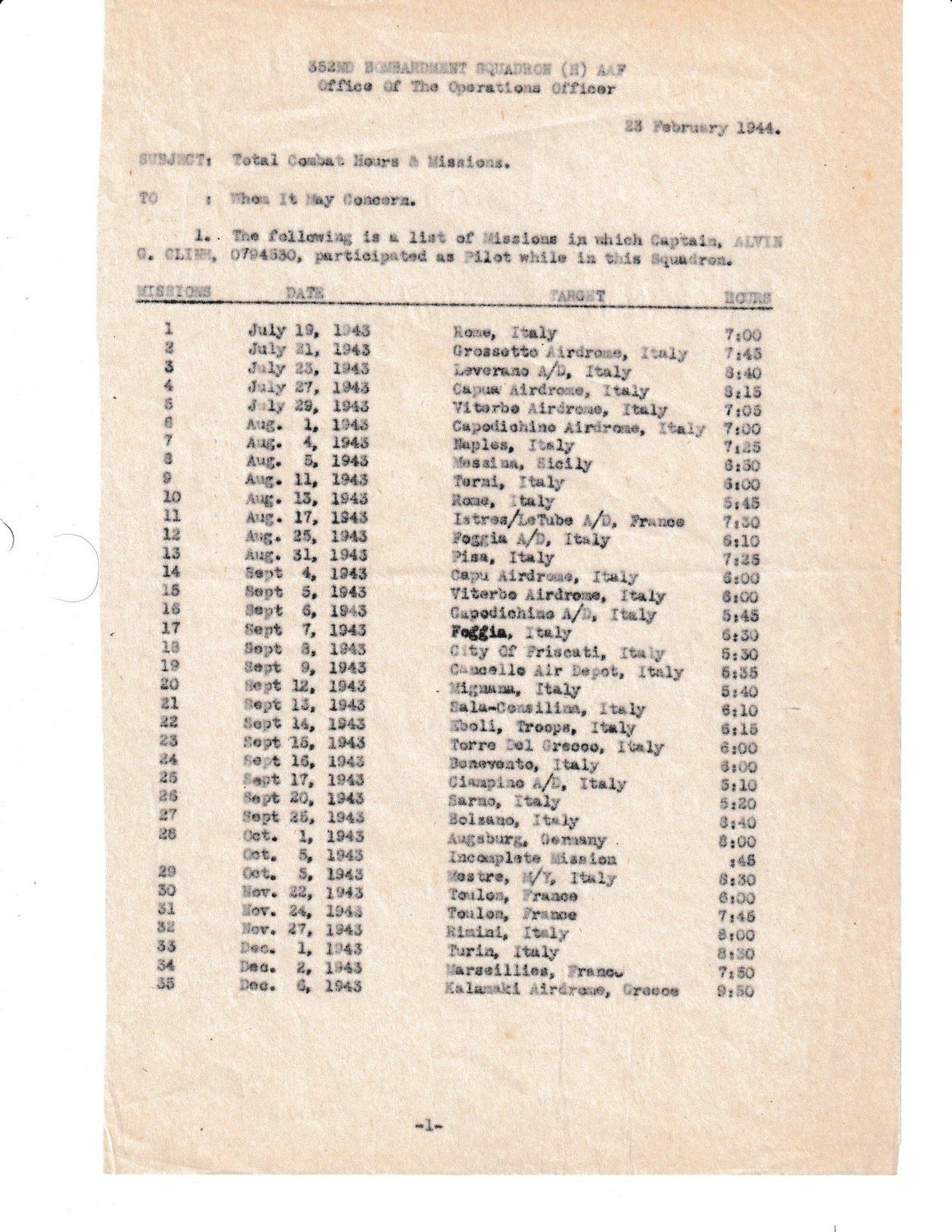 Page 1 of Total combat hours and missions, scanned