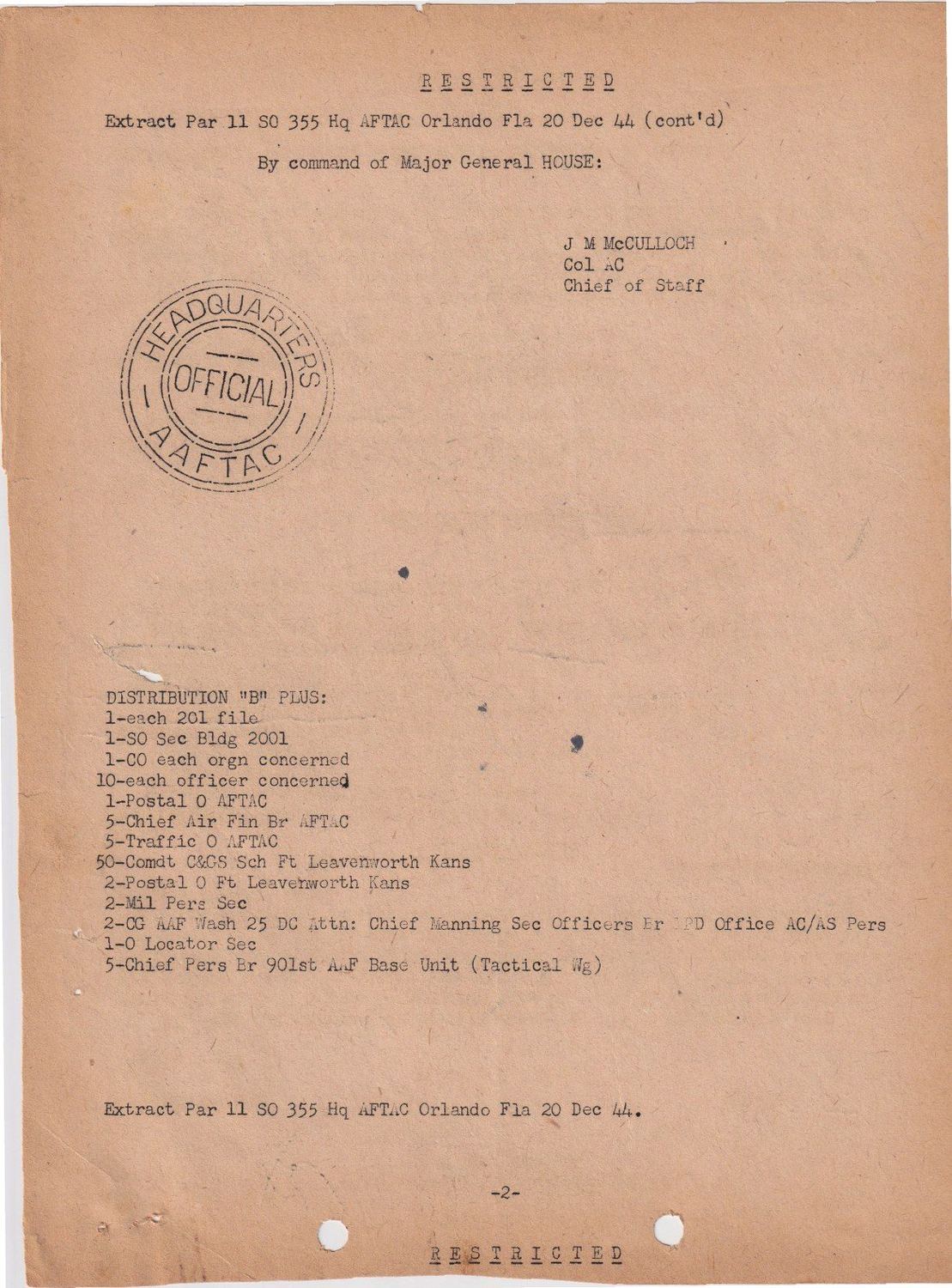 Page 4 of Special Orders 355, AAF Tactical Center, scanned