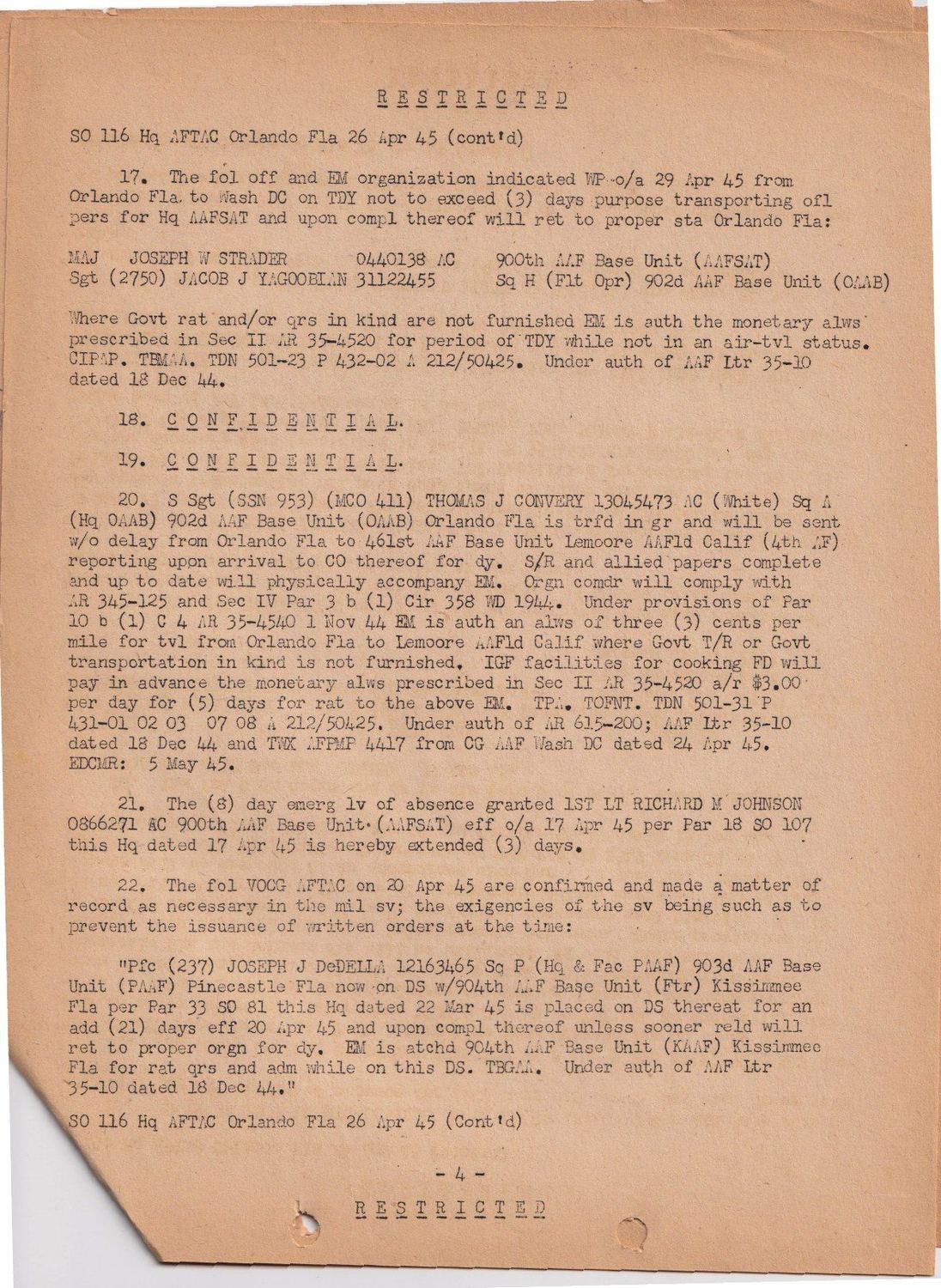 Page 4 of Special Orders 116, scanned