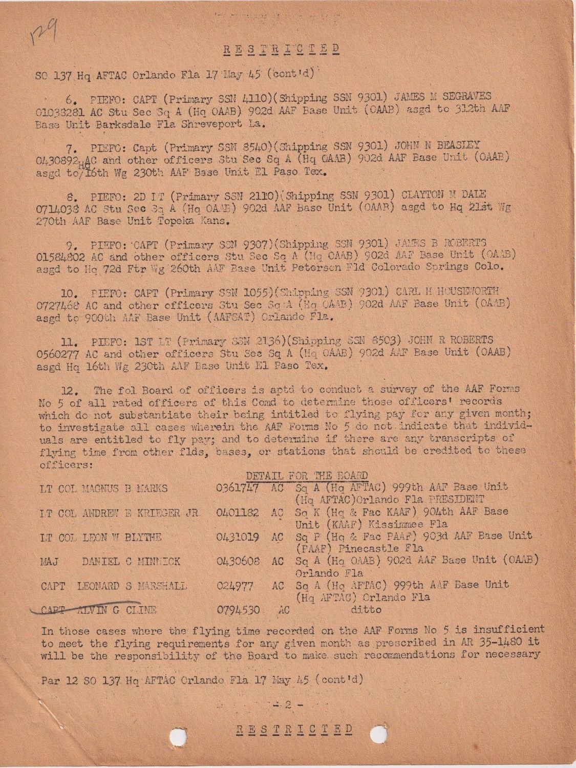 Page 2 of Special Orders 137, scanned