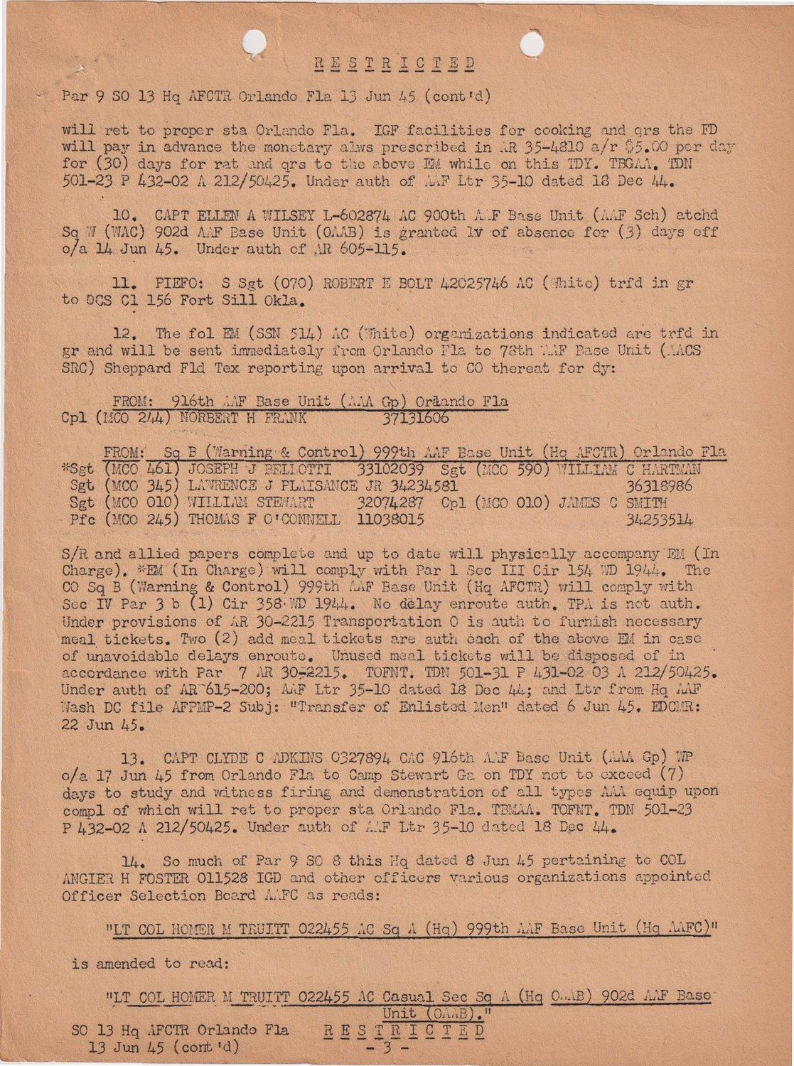 Page 2 of Special Orders 13, scanned