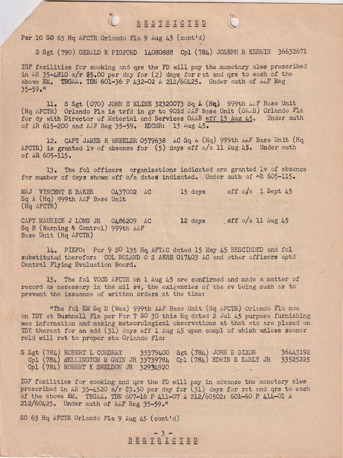 Page 3 of Special Orders 63 — temporary duty, New York, scanned