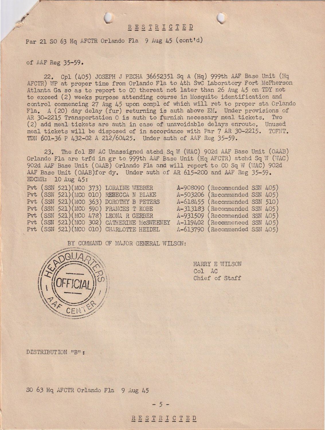 Page 5 of Special Orders 63 — temporary duty, New York, scanned