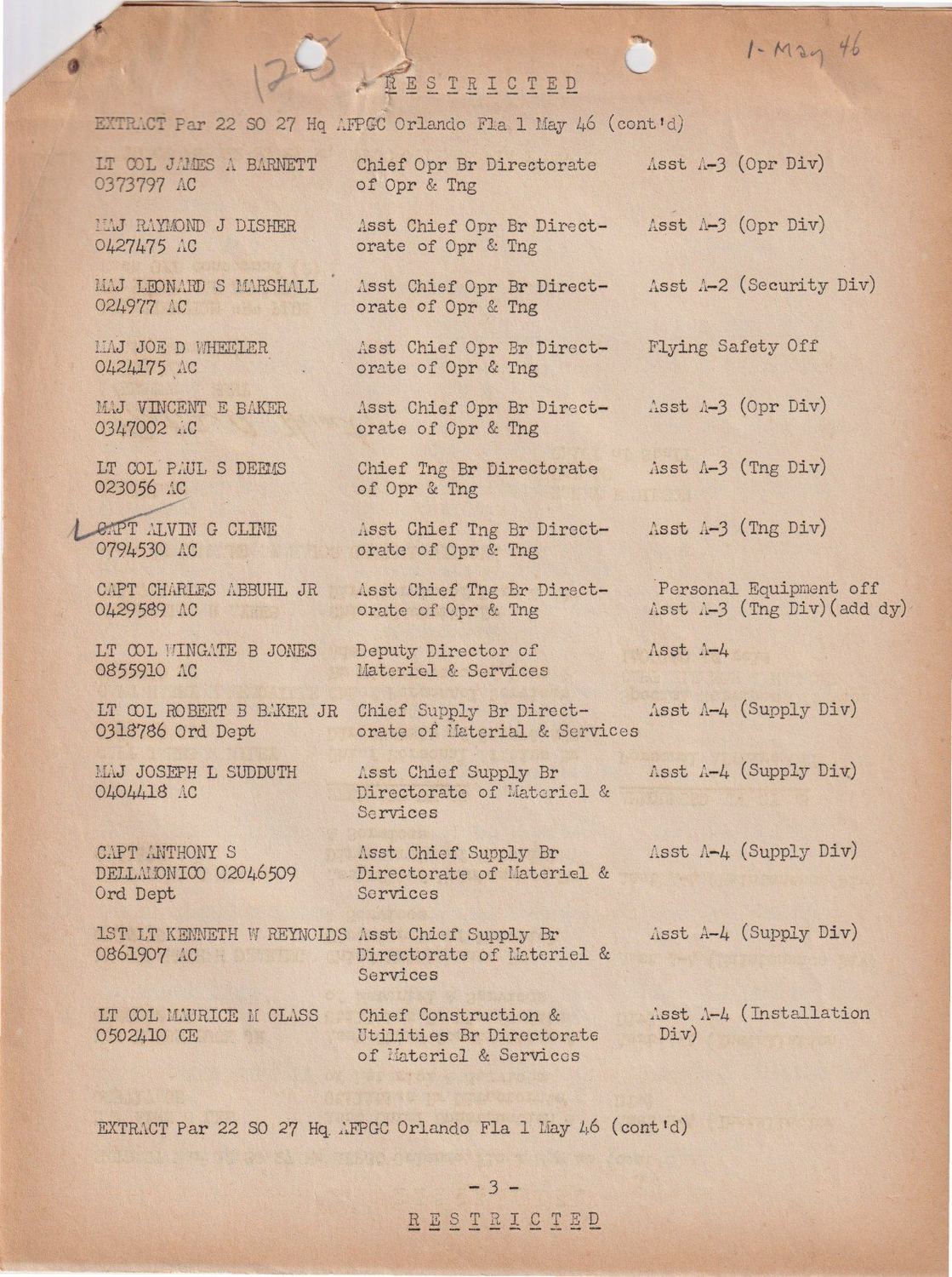 Page 3 of Special Orders 27, scanned