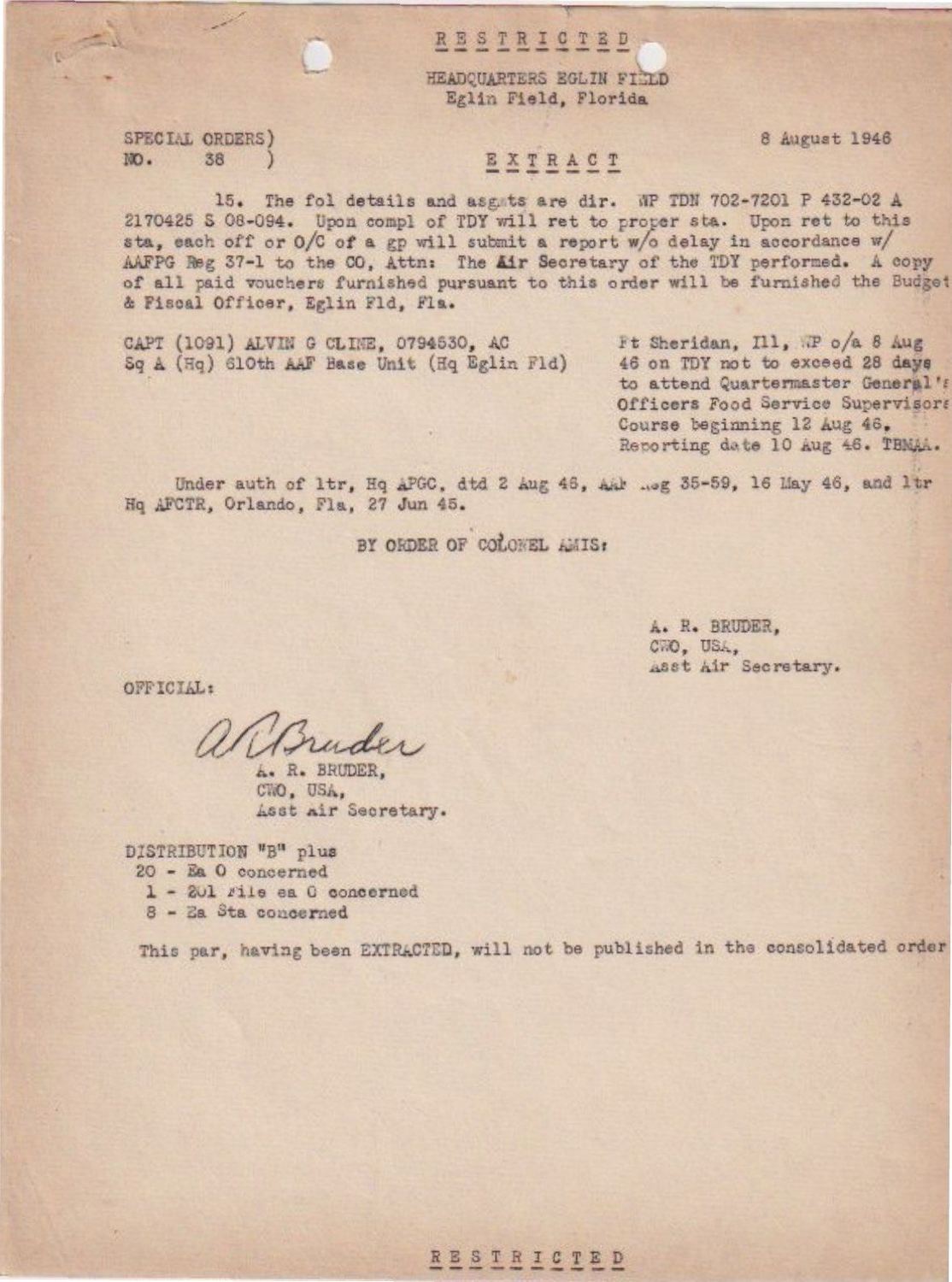 Page 1 of Special Orders 38, scanned